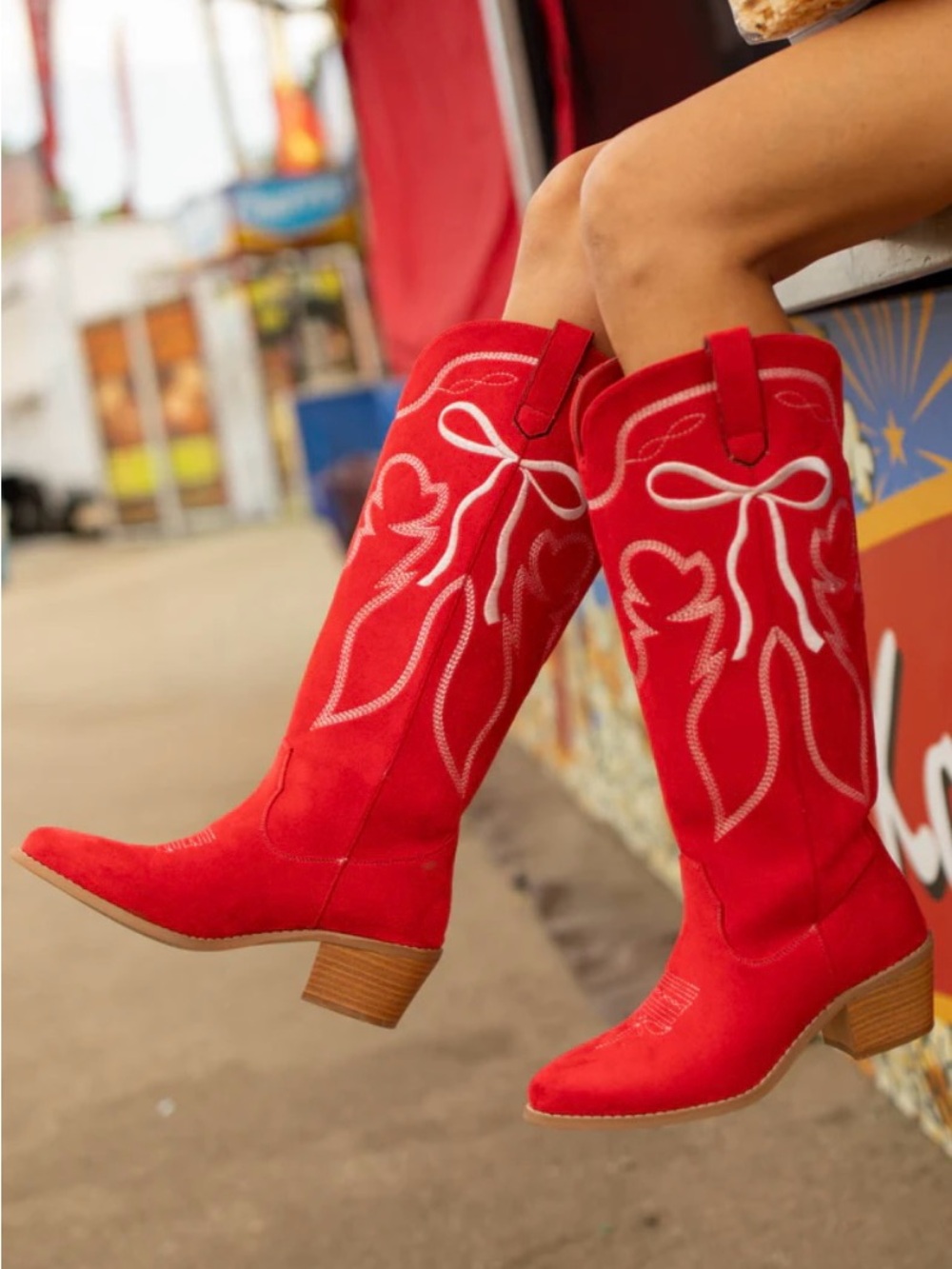 Pink Lily x Krista Horton Red Suede Boots